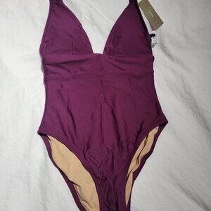 J.Crew Deep Long-torso deep V-neck french one-piece Iris Size 2 NWT $ 110.00